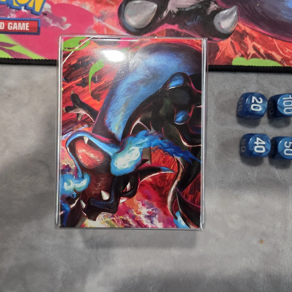 Mega Charizard X ex UPC Playmat, Deckbox, Sleeves, Coin, Damage Counters